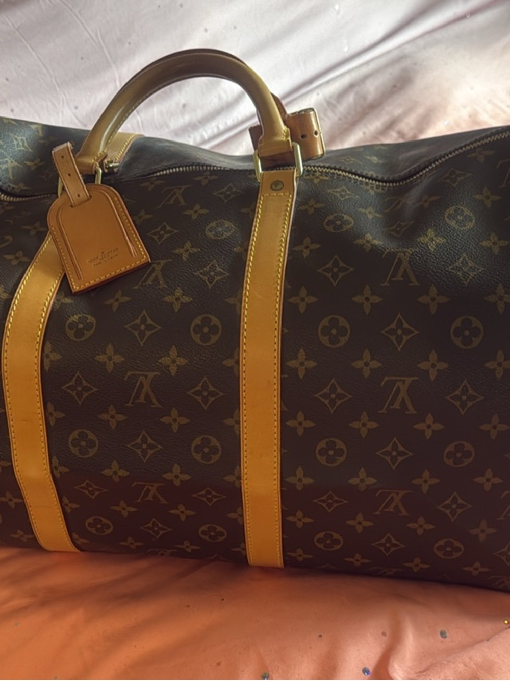 Louis Vuitton Monogram Canvas Duffel Bag with Tan Leather Trim - Picture 7 of 7